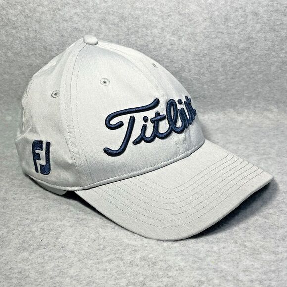 Titleist Pro V1 FJ Foot Joy A-Flex Golf Hat Size S-M Fit Stretch Cap Gray Navy - Picture 1 of 12